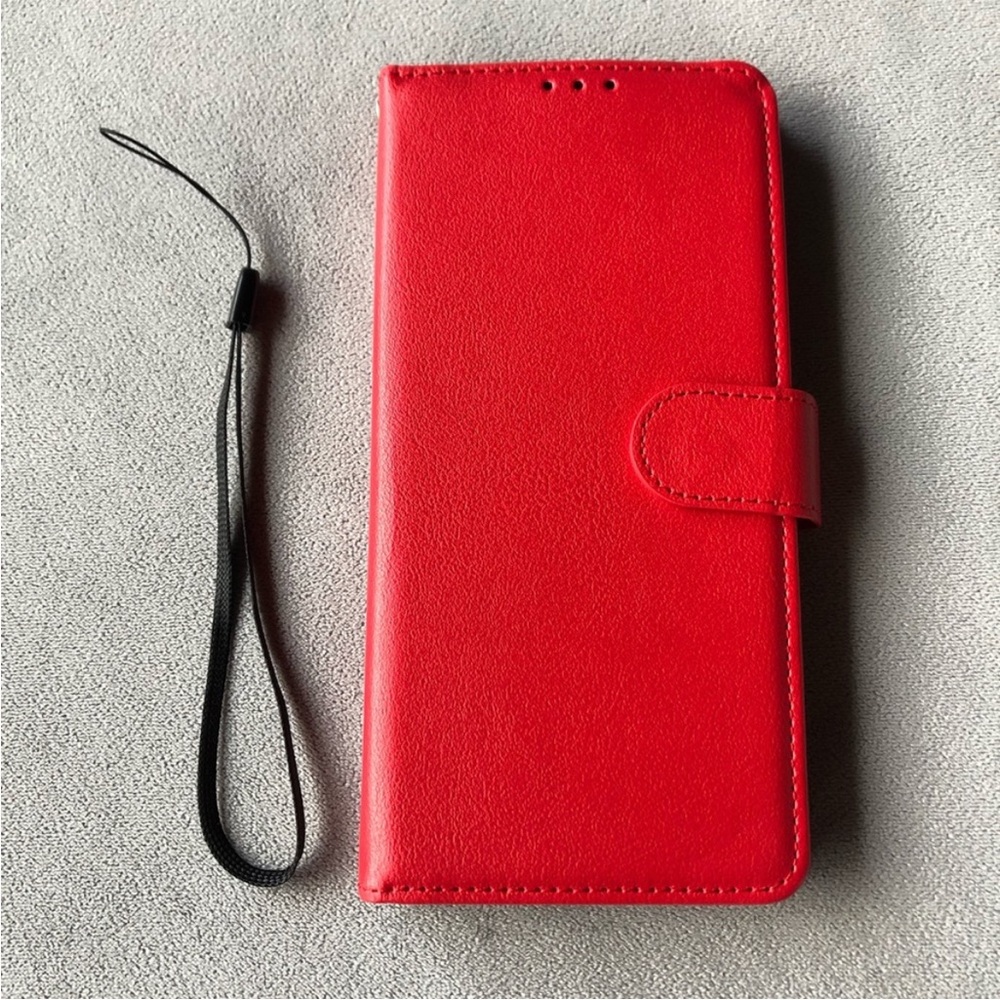 Samsung A21 S ~ Wallet Case with Strap ~ Red ~ Brand New!